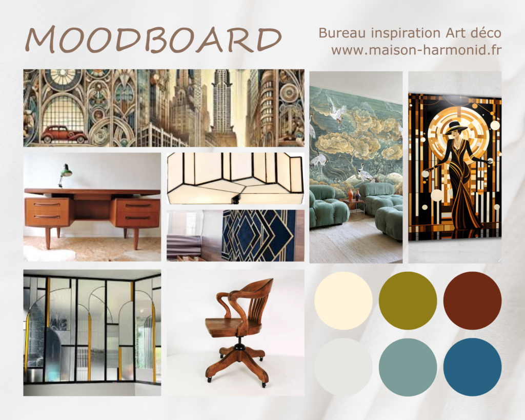 planche inspiration art deco pour un bureau