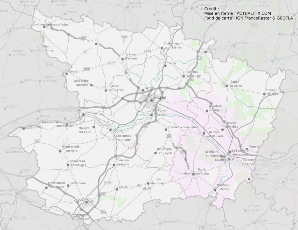 carte géographique du maine et loire - credit photo : actualitix